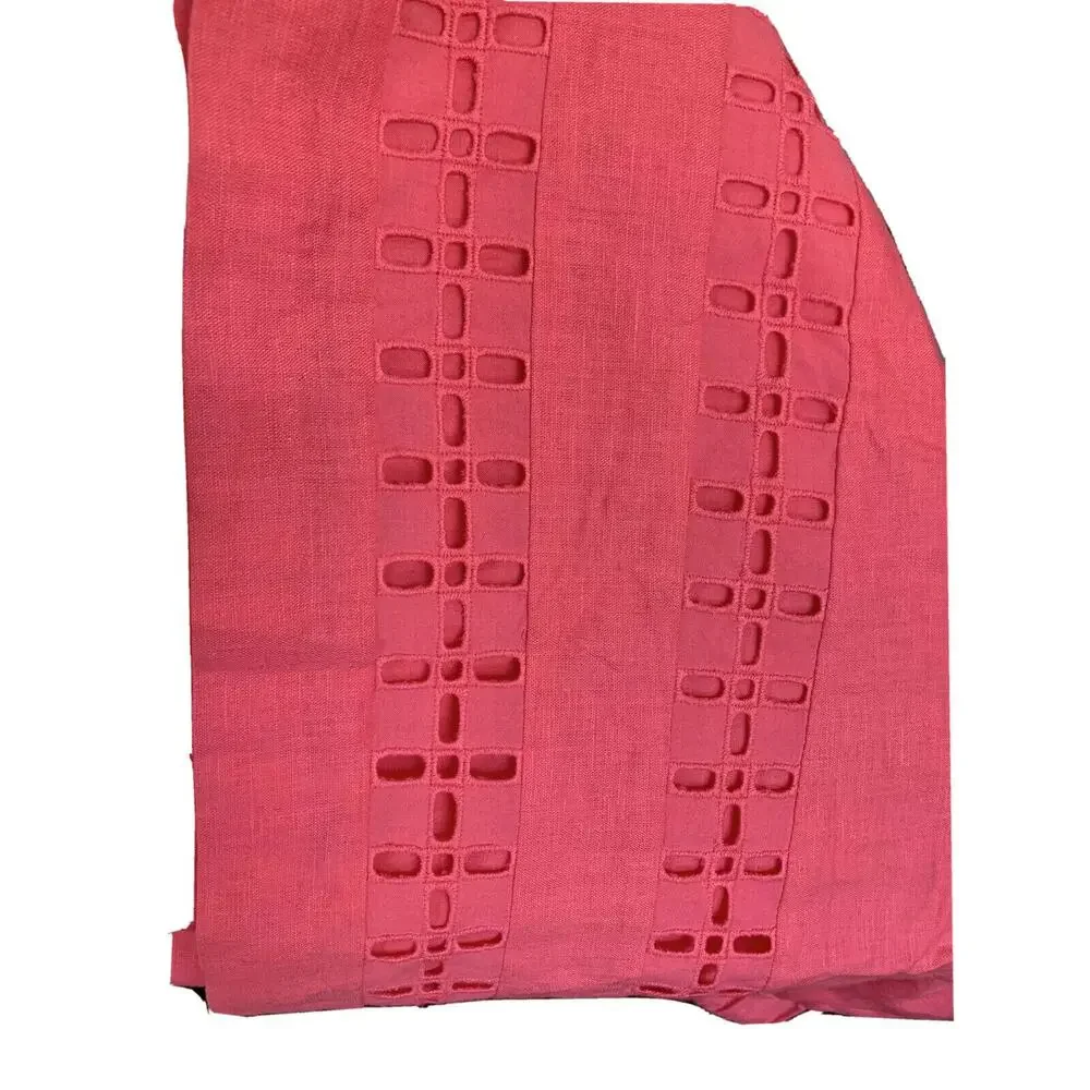 Crown & Ivy women coral reef Cut Out Eyelet Linen Elastic Waist Mini Skirt Sz 6 - Picture 2 of 8